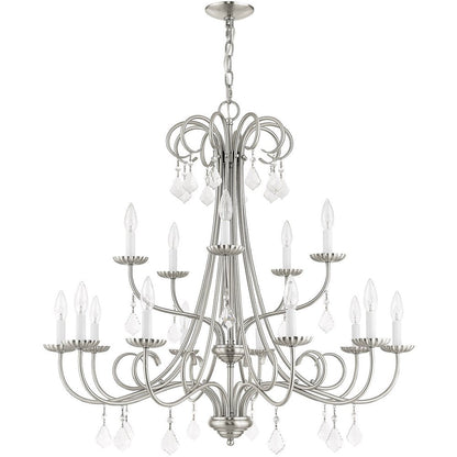 Nickel Multi Light Metal Dimmable Chandelier With Shades HomeRoots