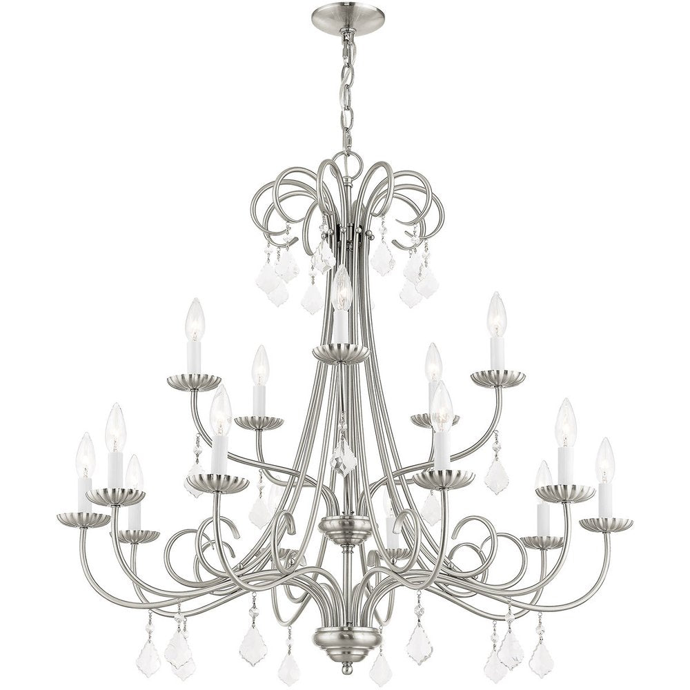 Nickel Multi Light Metal Dimmable Chandelier With Shades HomeRoots