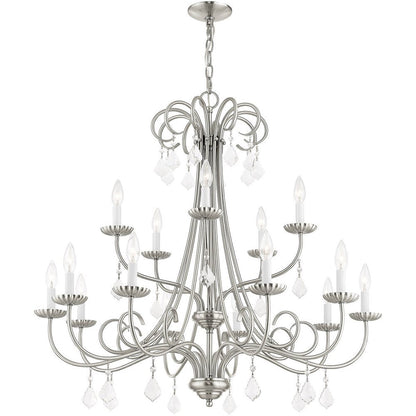 Nickel Multi Light Metal Dimmable Chandelier With Shades HomeRoots