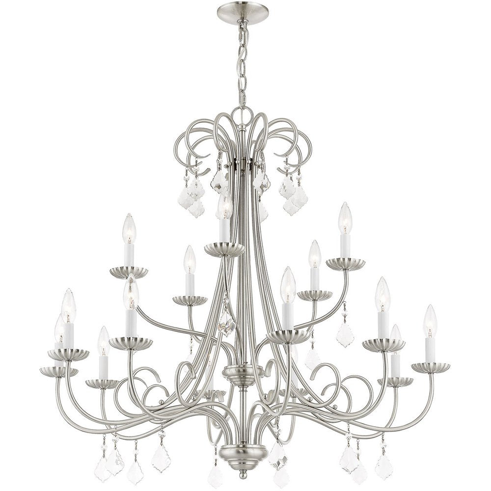 Nickel Multi Light Metal Dimmable Chandelier With Shades HomeRoots