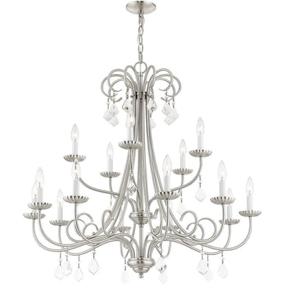 Nickel Multi Light Metal Dimmable Chandelier With Shades HomeRoots
