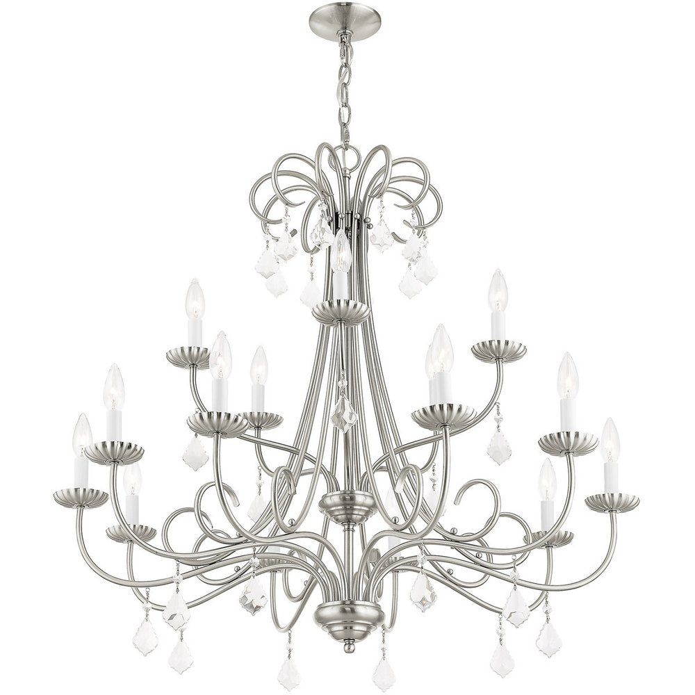 Nickel Multi Light Metal Dimmable Chandelier With Shades HomeRoots