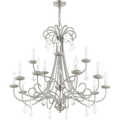 Nickel Multi Light Metal Dimmable Chandelier With Shades HomeRoots