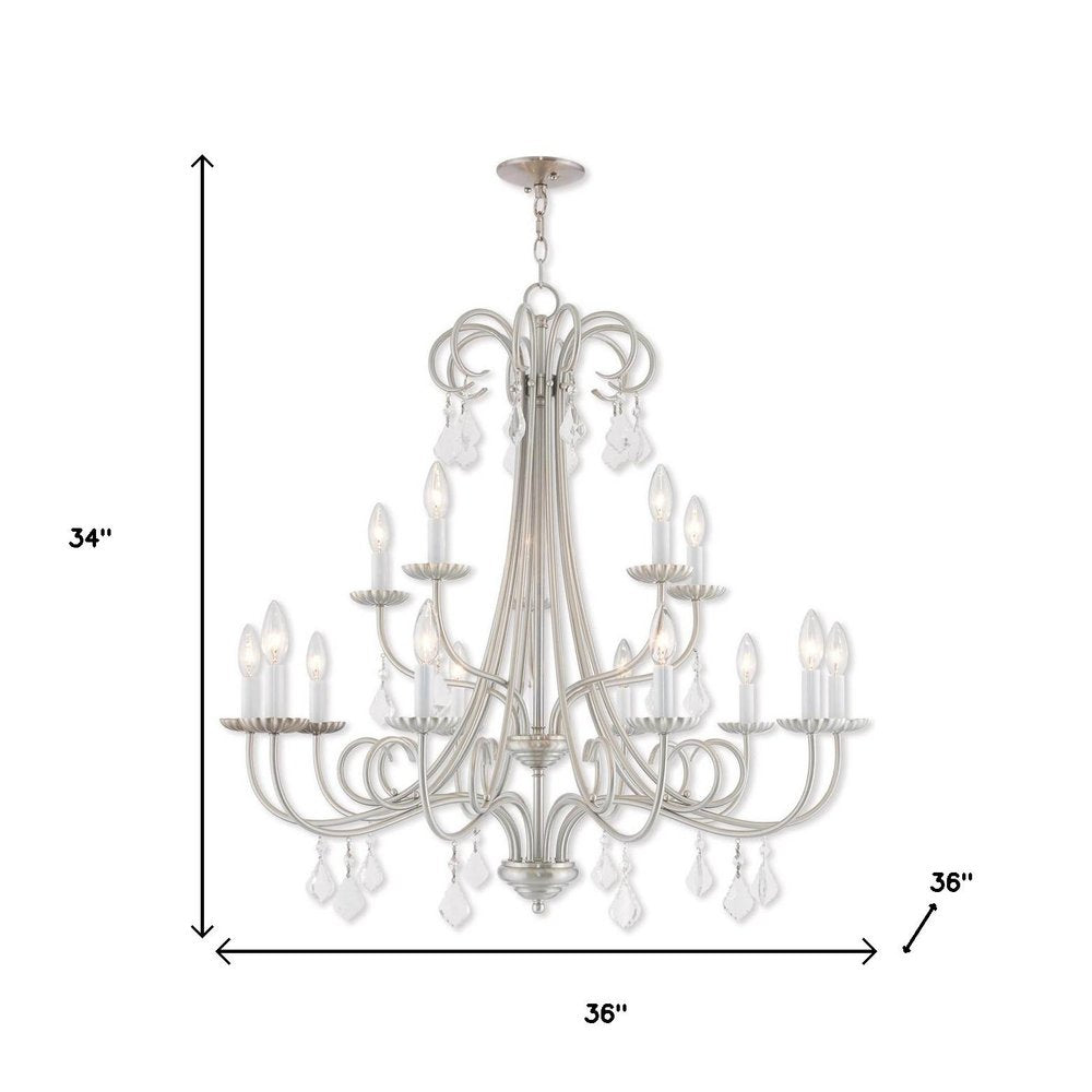 Nickel Multi Light Metal Dimmable Chandelier With Shades HomeRoots