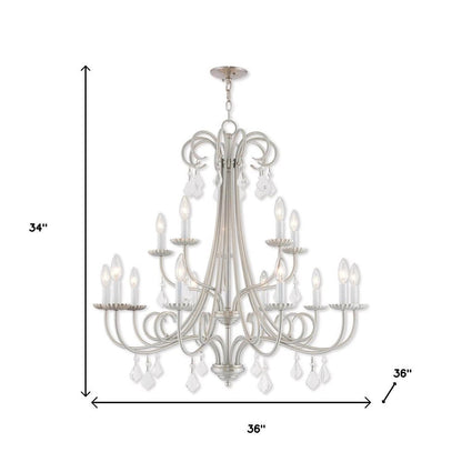 Nickel Multi Light Metal Dimmable Chandelier With Shades HomeRoots