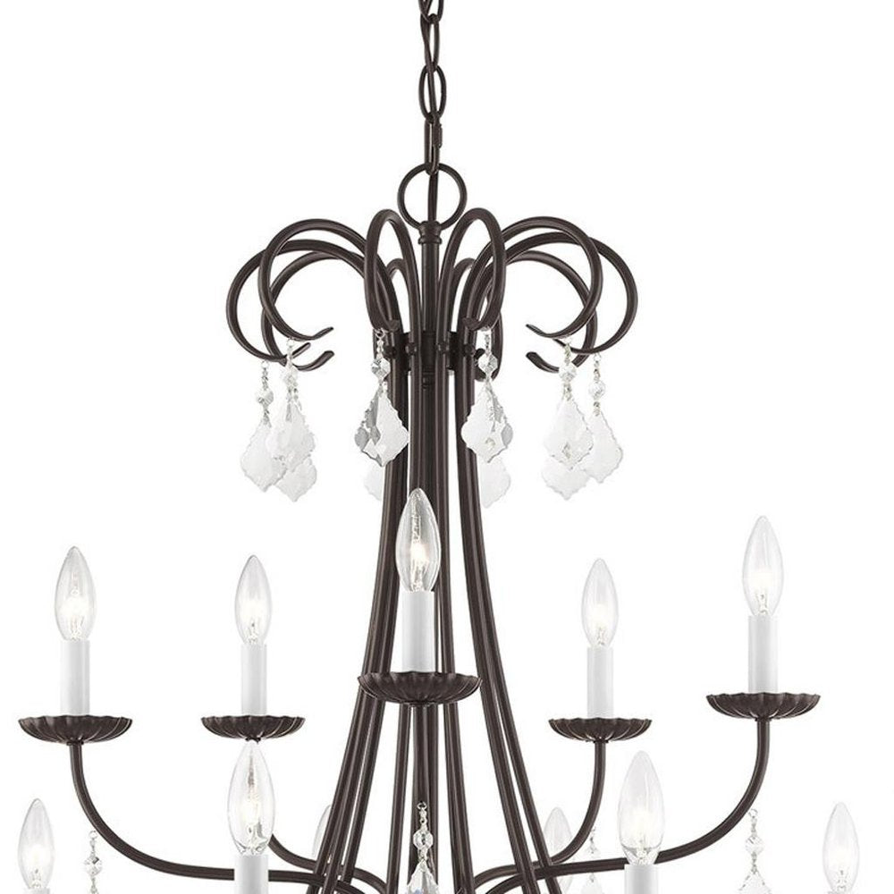 Bronze Multi Light Metal Dimmable Chandelier With Shades HomeRoots