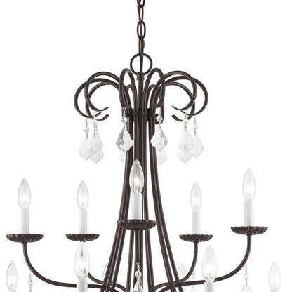 Bronze Multi Light Metal Dimmable Chandelier With Shades HomeRoots