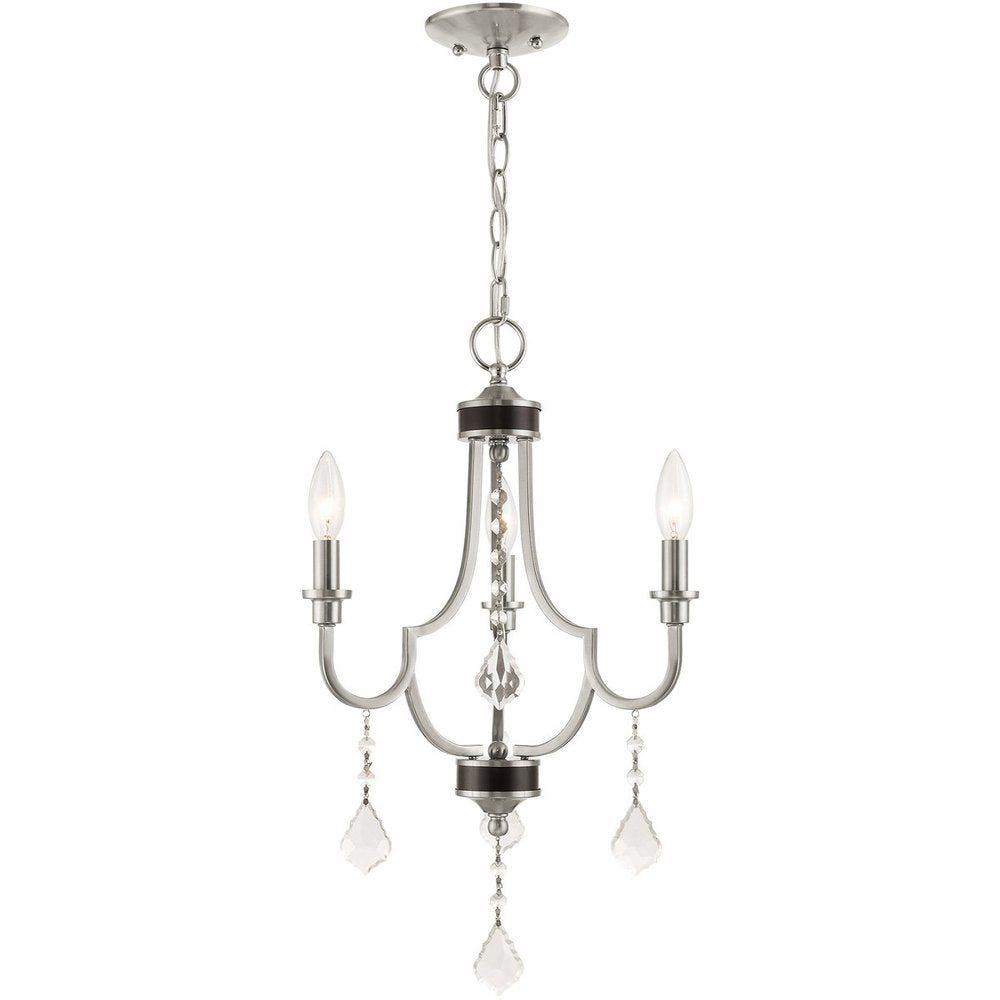 Nickel Three Light Metal Dimmable Chandelier With Shades HomeRoots