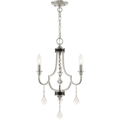Nickel Three Light Metal Dimmable Chandelier With Shades HomeRoots