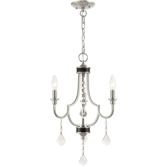 Nickel Three Light Metal Dimmable Chandelier With Shades HomeRoots