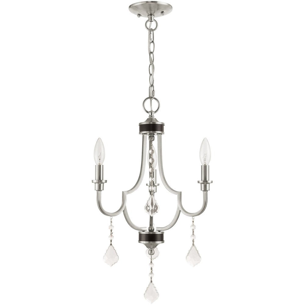 Nickel Three Light Metal Dimmable Chandelier With Shades HomeRoots
