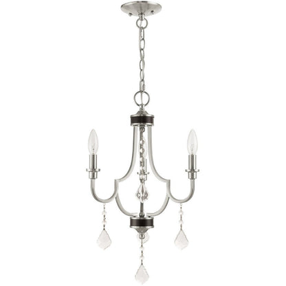 Nickel Three Light Metal Dimmable Chandelier With Shades HomeRoots