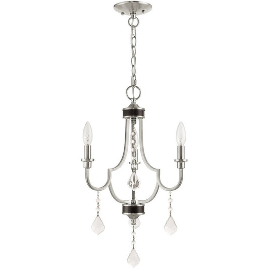 Nickel Three Light Metal Dimmable Chandelier With Shades HomeRoots