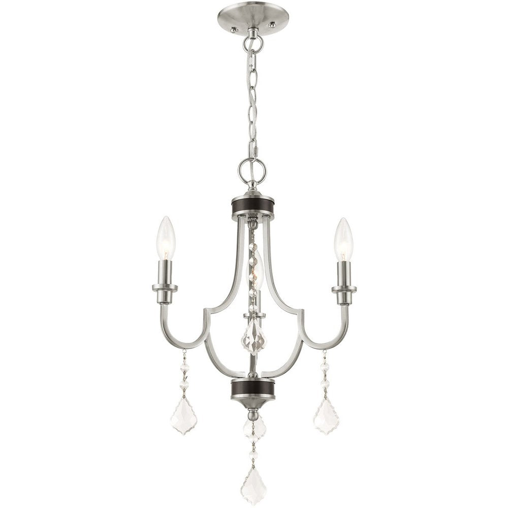 Nickel Three Light Metal Dimmable Chandelier With Shades HomeRoots