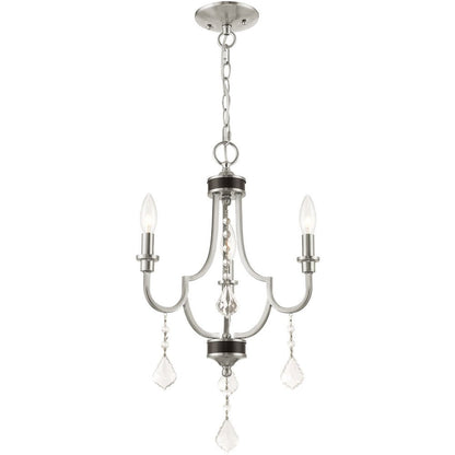 Nickel Three Light Metal Dimmable Chandelier With Shades HomeRoots