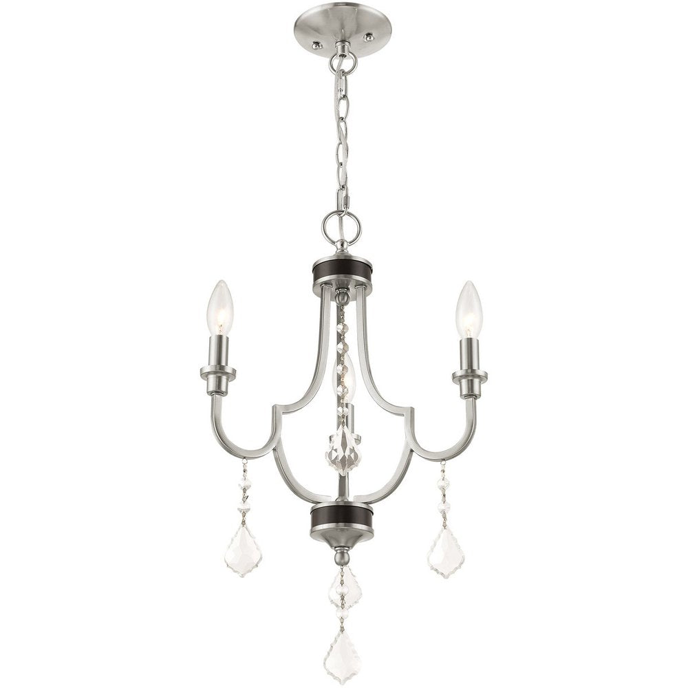 Nickel Three Light Metal Dimmable Chandelier With Shades HomeRoots