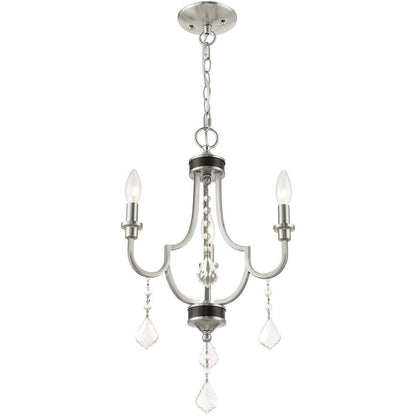 Nickel Three Light Metal Dimmable Chandelier With Shades HomeRoots