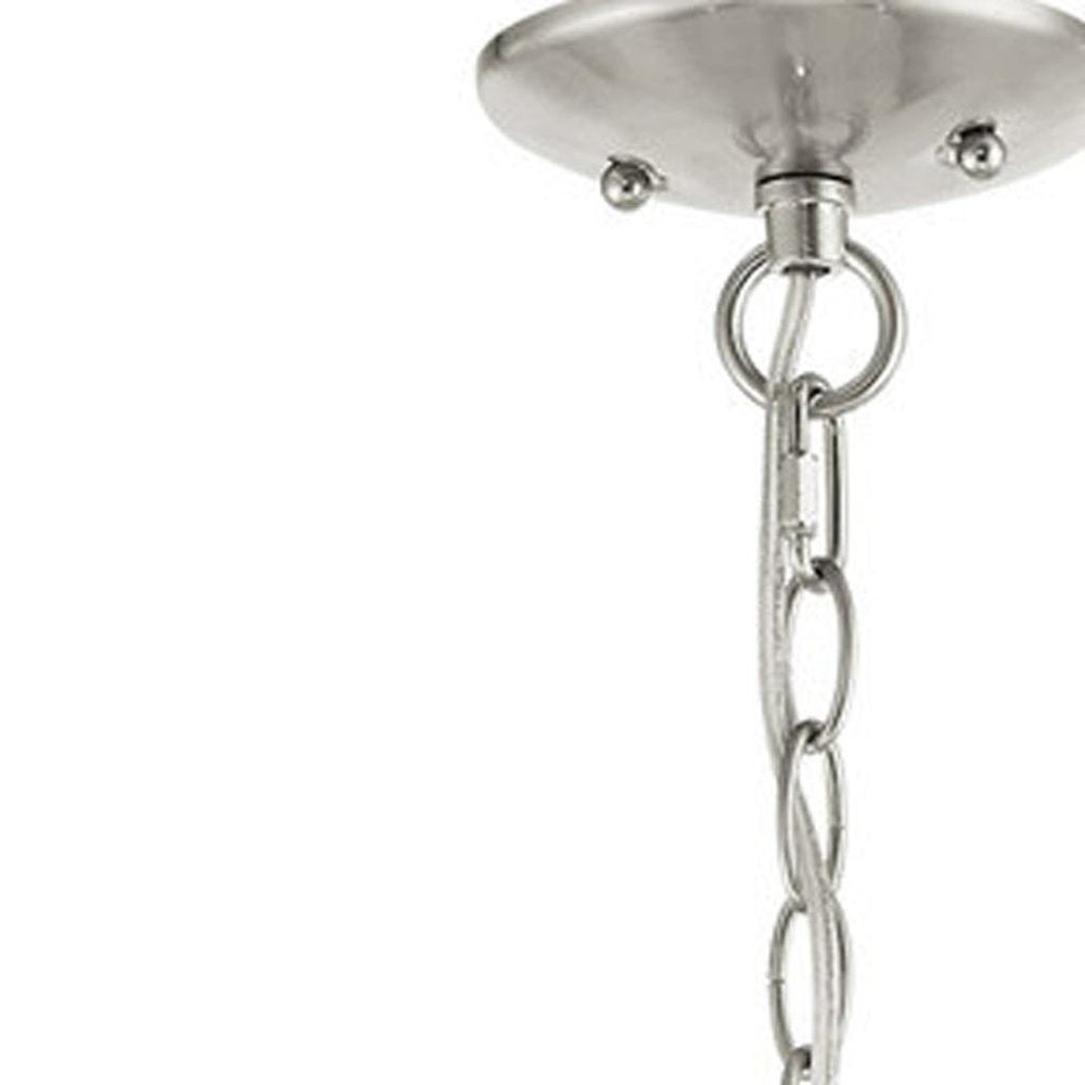 Nickel Three Light Metal Dimmable Chandelier With Shades HomeRoots