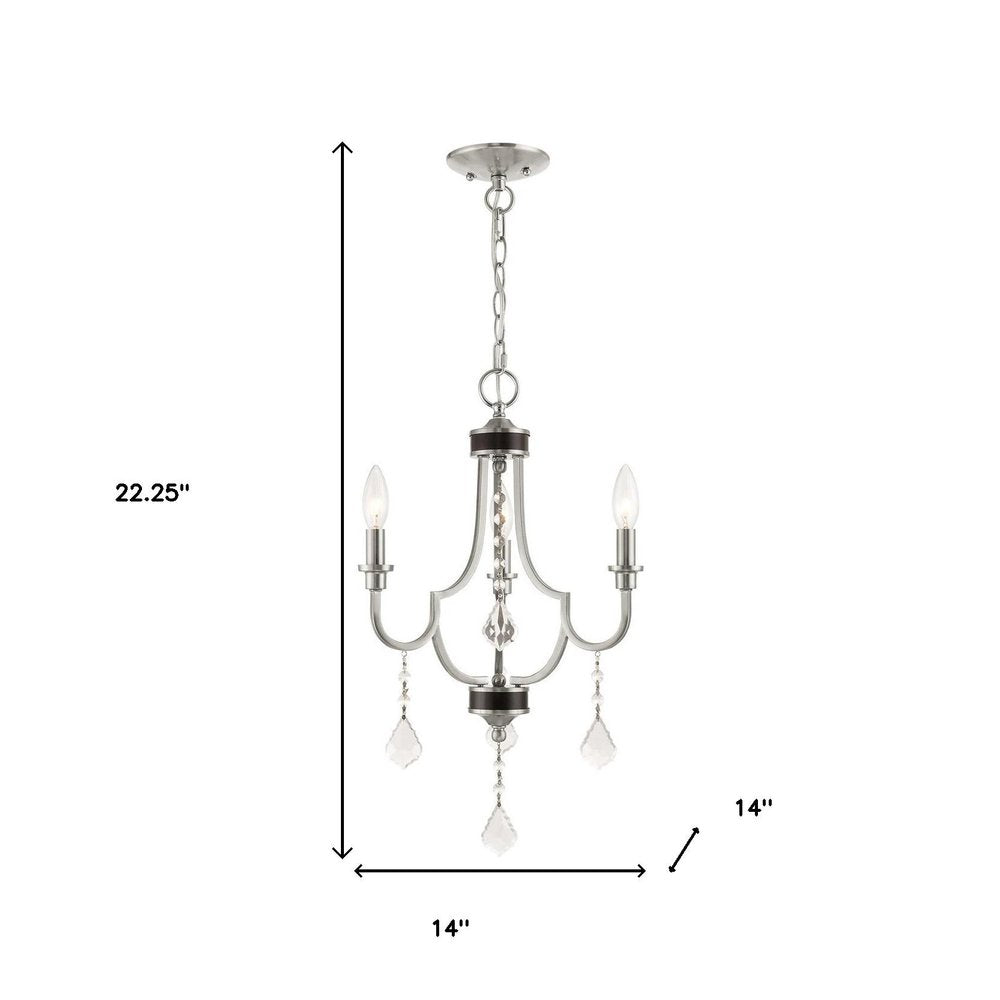 Nickel Three Light Metal Dimmable Chandelier With Shades HomeRoots