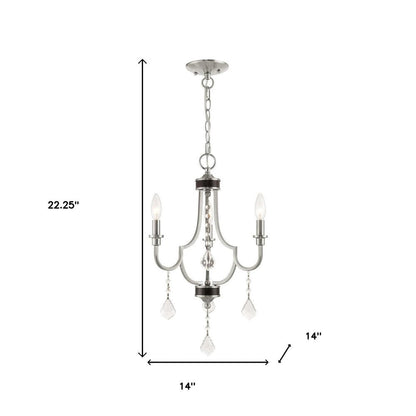 Nickel Three Light Metal Dimmable Chandelier With Shades HomeRoots