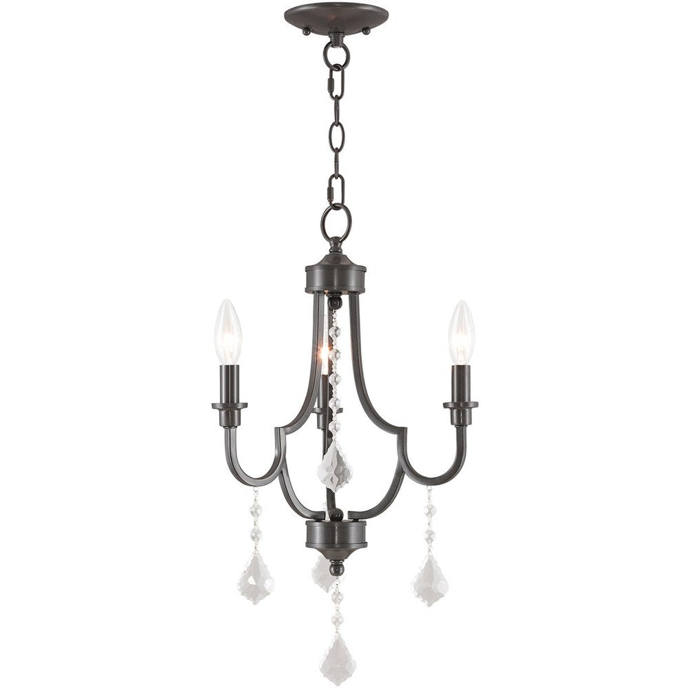 Bronze Three Light Metal Dimmable Chandelier With Shades HomeRoots