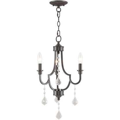 Bronze Three Light Metal Dimmable Chandelier With Shades HomeRoots