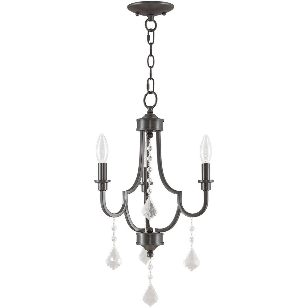 Bronze Three Light Metal Dimmable Chandelier With Shades HomeRoots