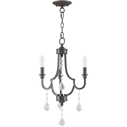 Bronze Three Light Metal Dimmable Chandelier With Shades HomeRoots