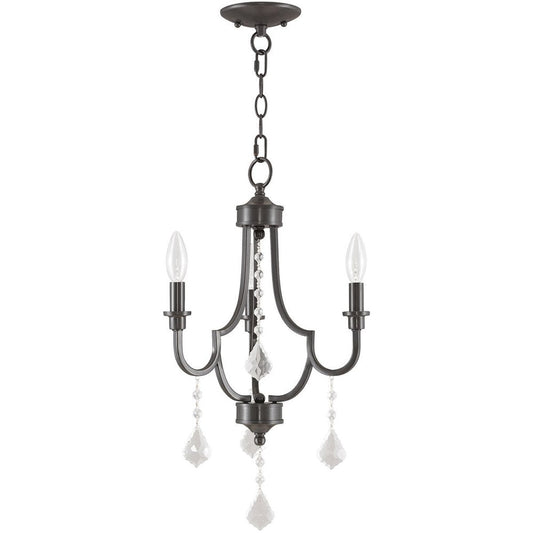 Bronze Three Light Metal Dimmable Chandelier With Shades HomeRoots