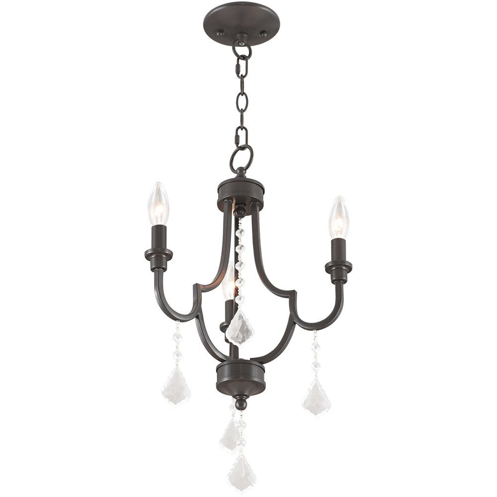Bronze Three Light Metal Dimmable Chandelier With Shades HomeRoots
