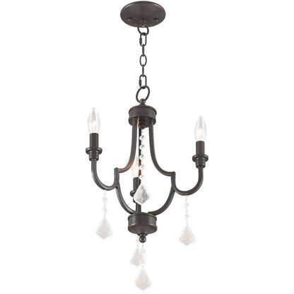 Bronze Three Light Metal Dimmable Chandelier With Shades HomeRoots