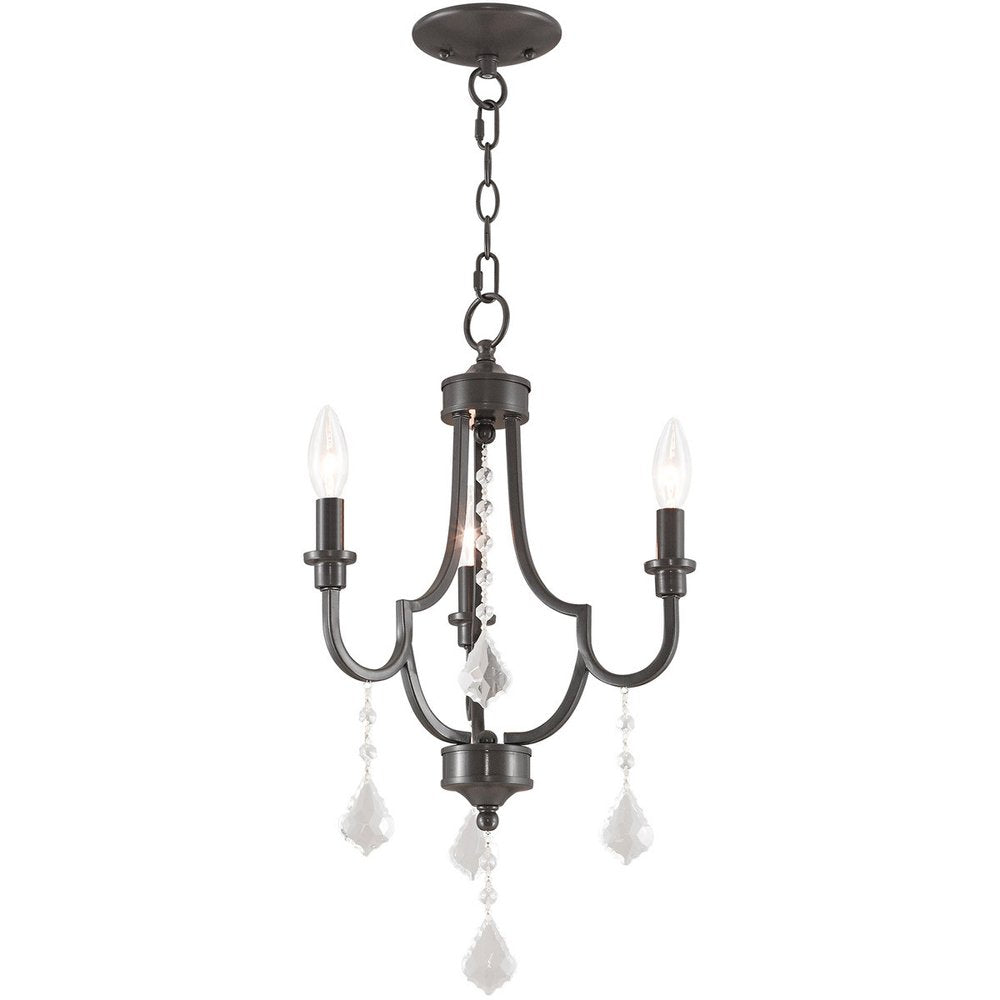 Bronze Three Light Metal Dimmable Chandelier With Shades HomeRoots