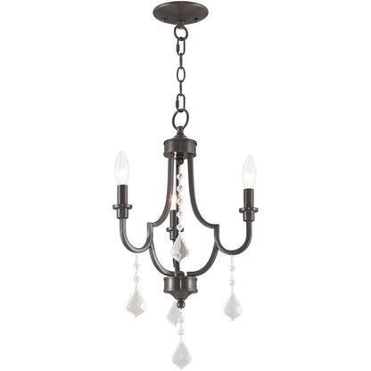 Bronze Three Light Metal Dimmable Chandelier With Shades HomeRoots