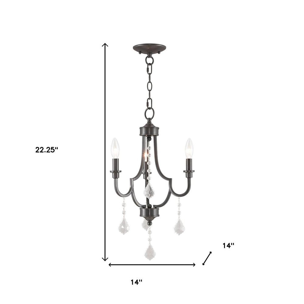 Bronze Three Light Metal Dimmable Chandelier With Shades HomeRoots