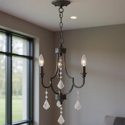 Bronze Three Light Metal Dimmable Chandelier With Shades HomeRoots