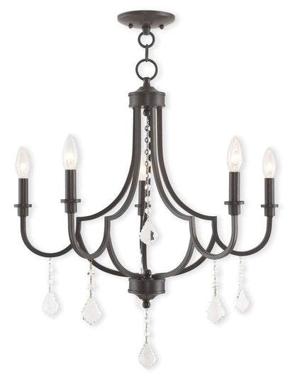 Bronze Five Light Metal Dimmable Chandelier With Shades HomeRoots