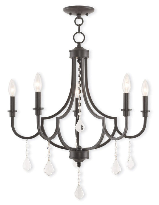 Bronze Five Light Metal Dimmable Chandelier With Shades HomeRoots