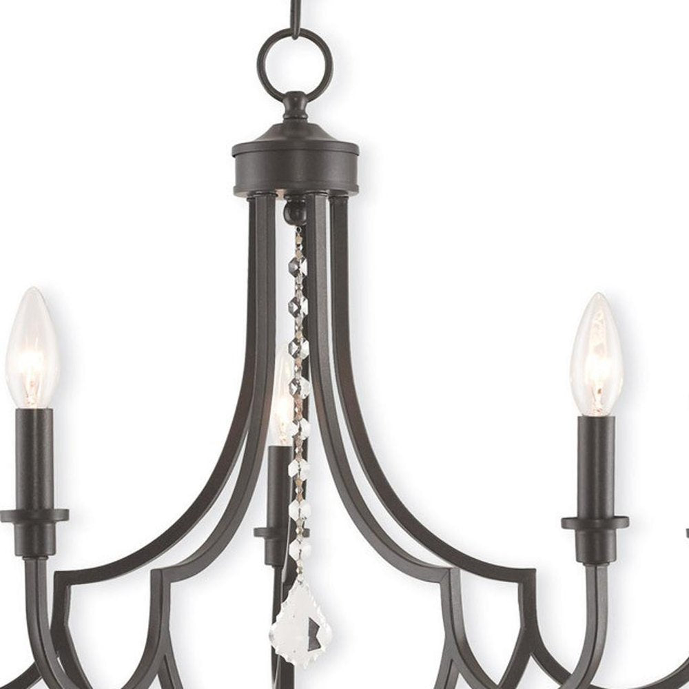 Bronze Five Light Metal Dimmable Chandelier With Shades HomeRoots