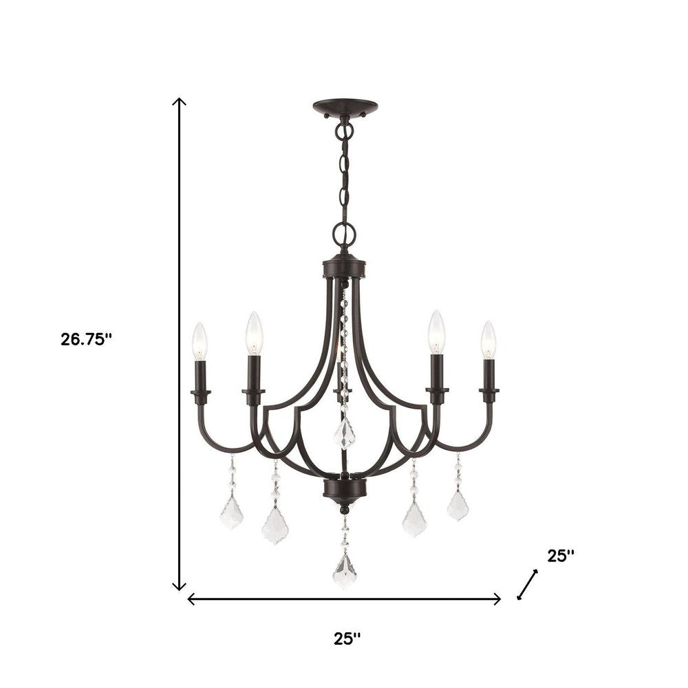 Bronze Five Light Metal Dimmable Chandelier With Shades HomeRoots