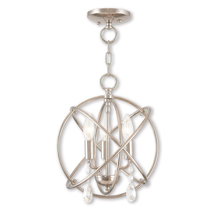 Nickel Three Light Metal Dimmable Chandelier With Shades HomeRoots