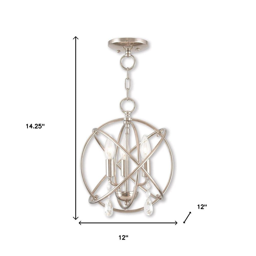 Nickel Three Light Metal Dimmable Chandelier With Shades HomeRoots