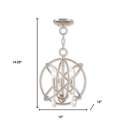 Nickel Three Light Metal Dimmable Chandelier With Shades HomeRoots