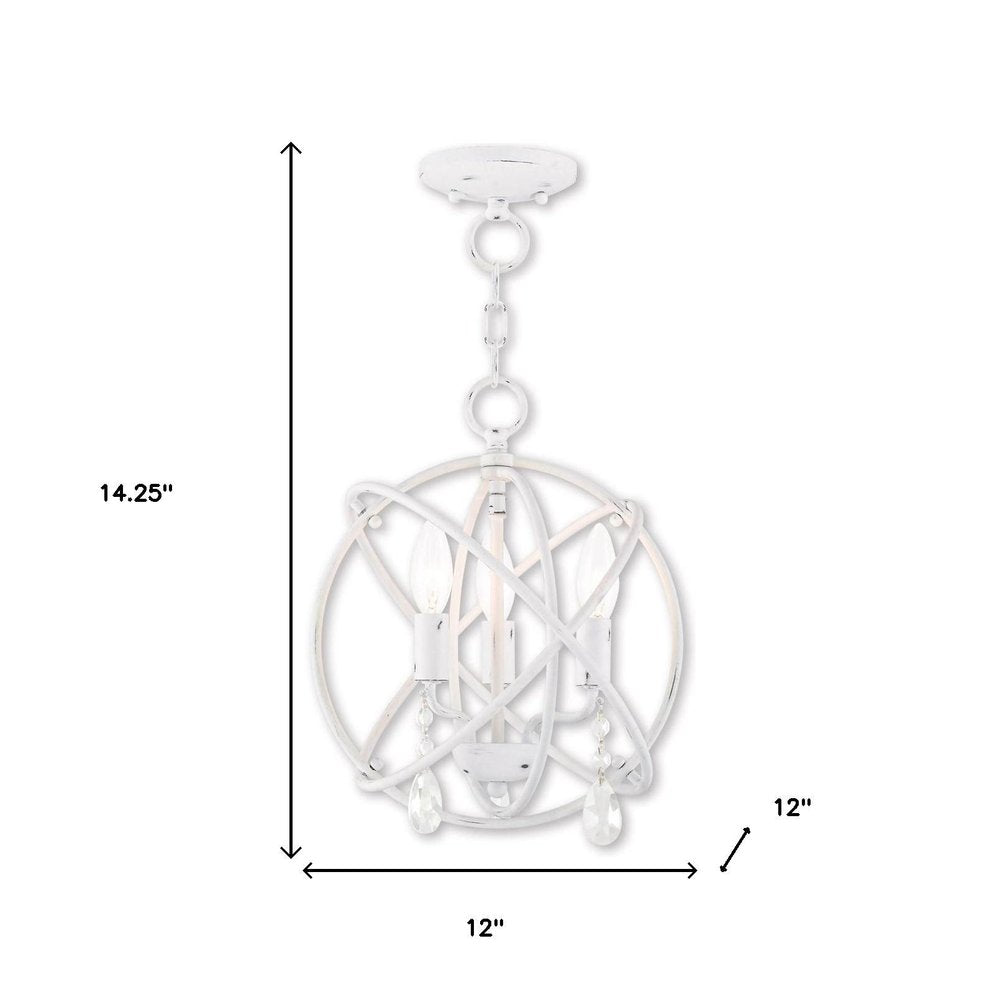 White Three Light Metal Dimmable Chandelier With Shades HomeRoots