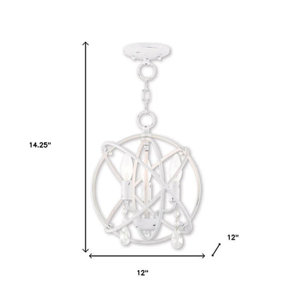 White Three Light Metal Dimmable Chandelier With Shades HomeRoots
