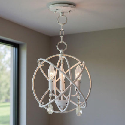 White Three Light Metal Dimmable Chandelier With Shades HomeRoots