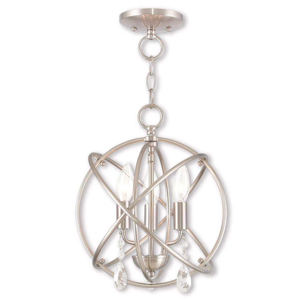 Nickel Three Light Metal Dimmable Chandelier With Shades HomeRoots