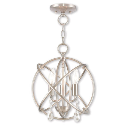 Nickel Three Light Metal Dimmable Chandelier With Shades HomeRoots