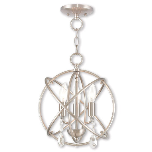 Nickel Three Light Metal Dimmable Chandelier With Shades HomeRoots