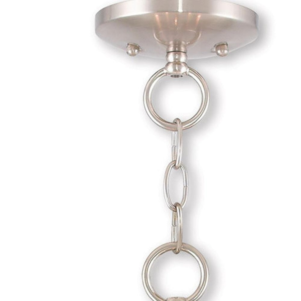 Nickel Three Light Metal Dimmable Chandelier With Shades HomeRoots