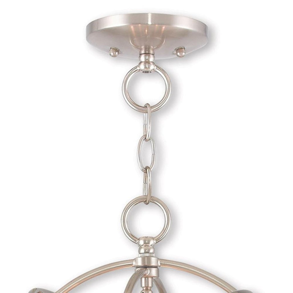 Nickel Three Light Metal Dimmable Chandelier With Shades HomeRoots